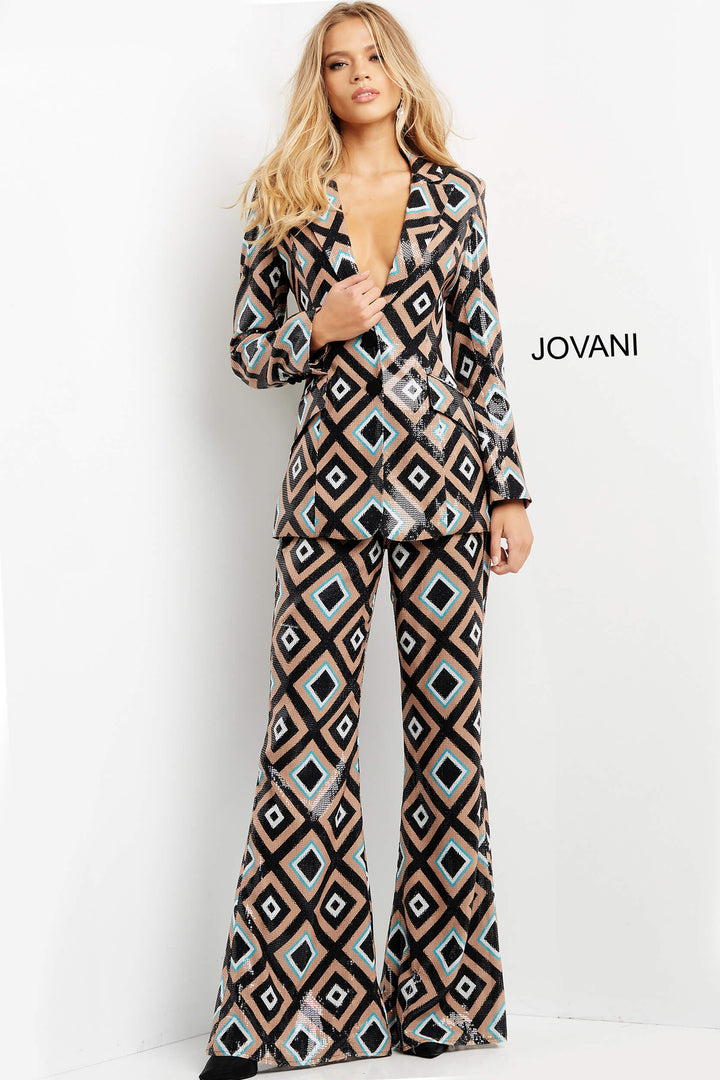 Multi Color Sequin Two Piece Suit by Jovani 07921