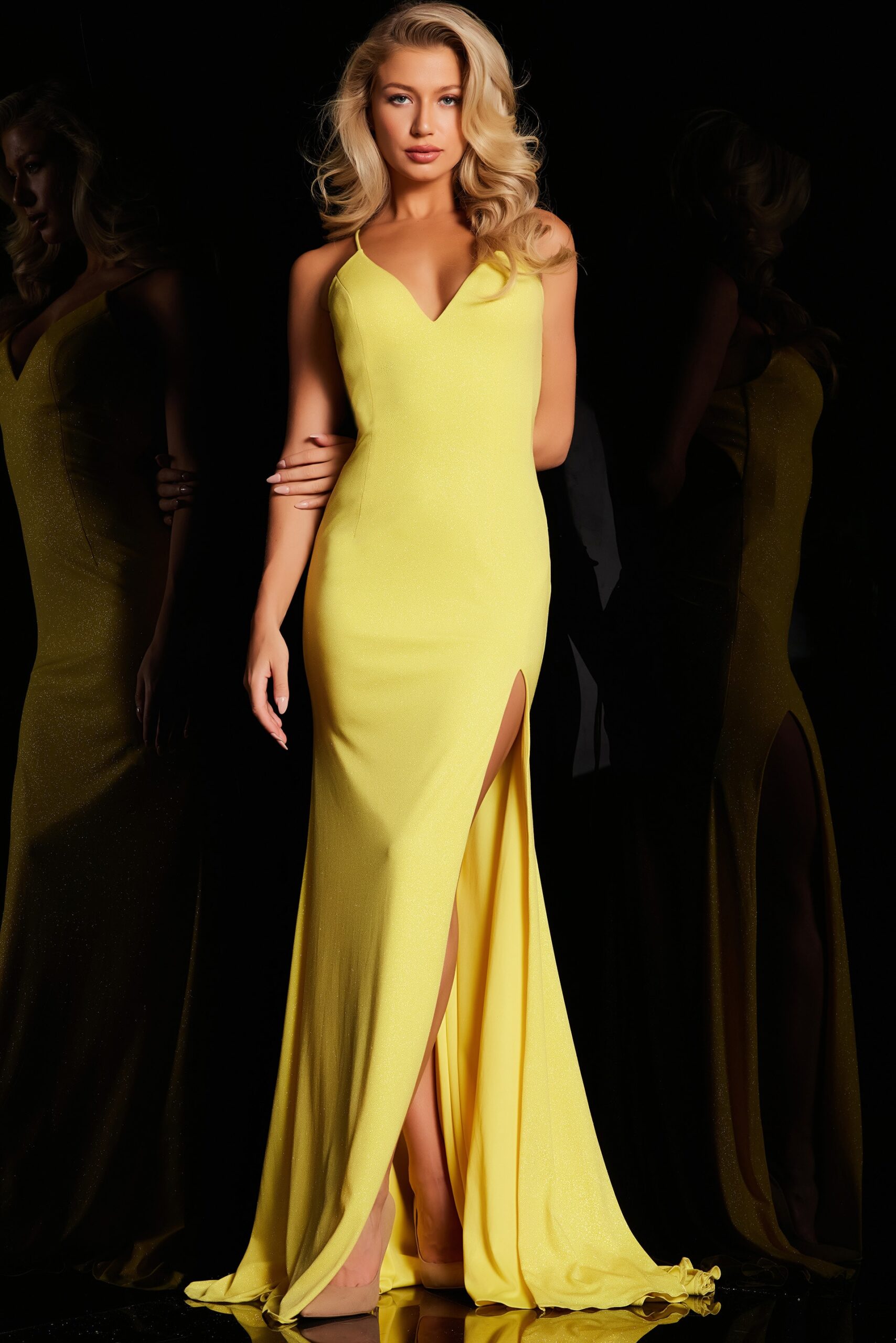 Jersey Fitted Sleeveless Slit Gown by Jovani 08153 ABC Fashion