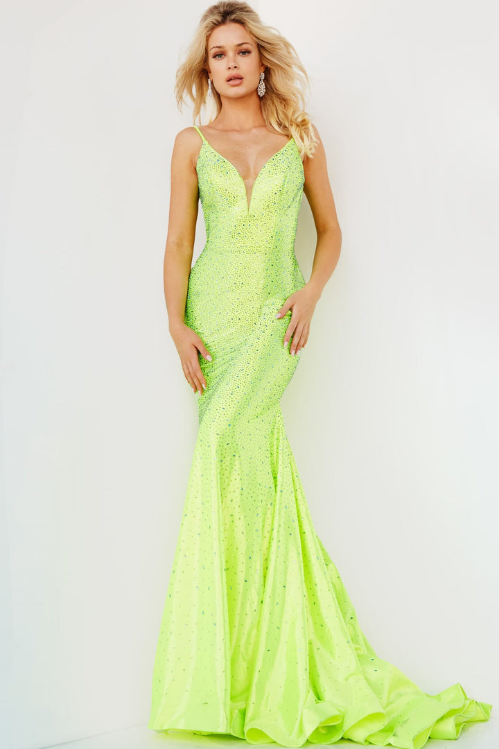 Taffeta Beaded Fitted Sleeveless Gown by Jovani 08157