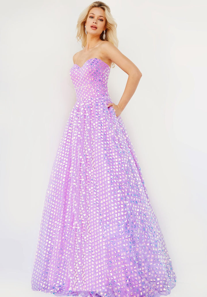 Embellished Strapless A-line Gown by Jovani 08605