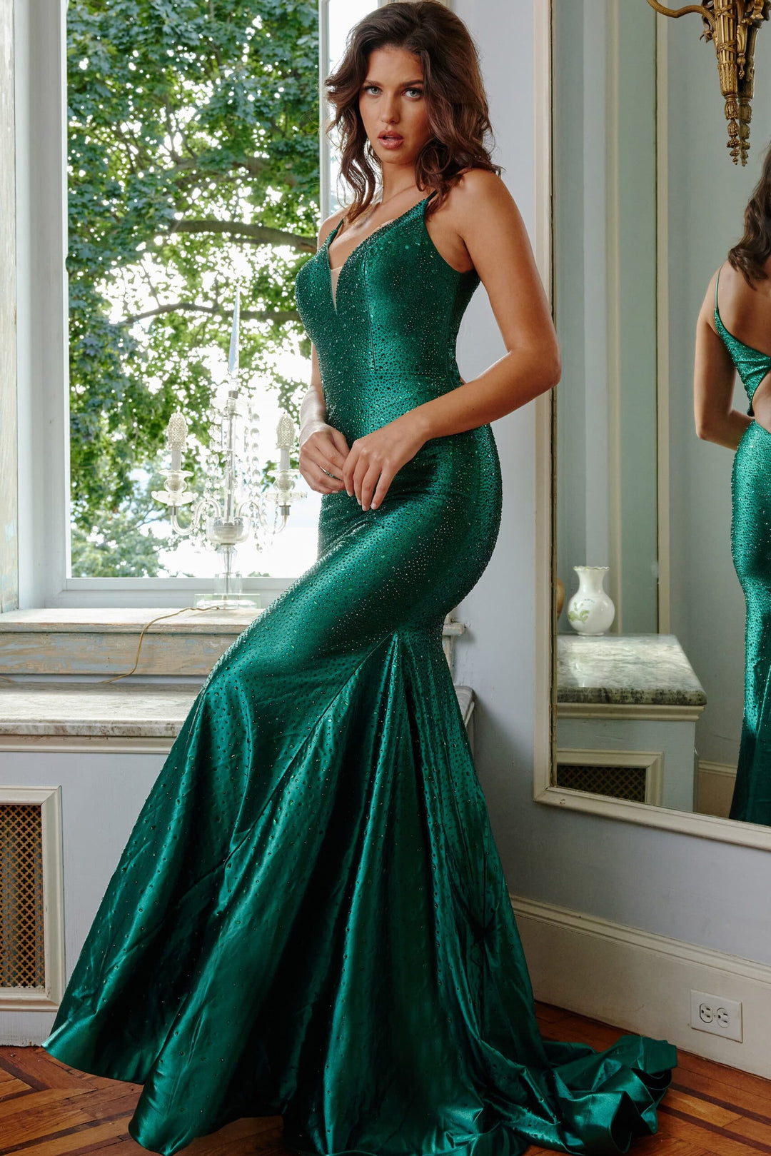 Taffeta Beaded Fitted Sleeveless Gown by Jovani 08157