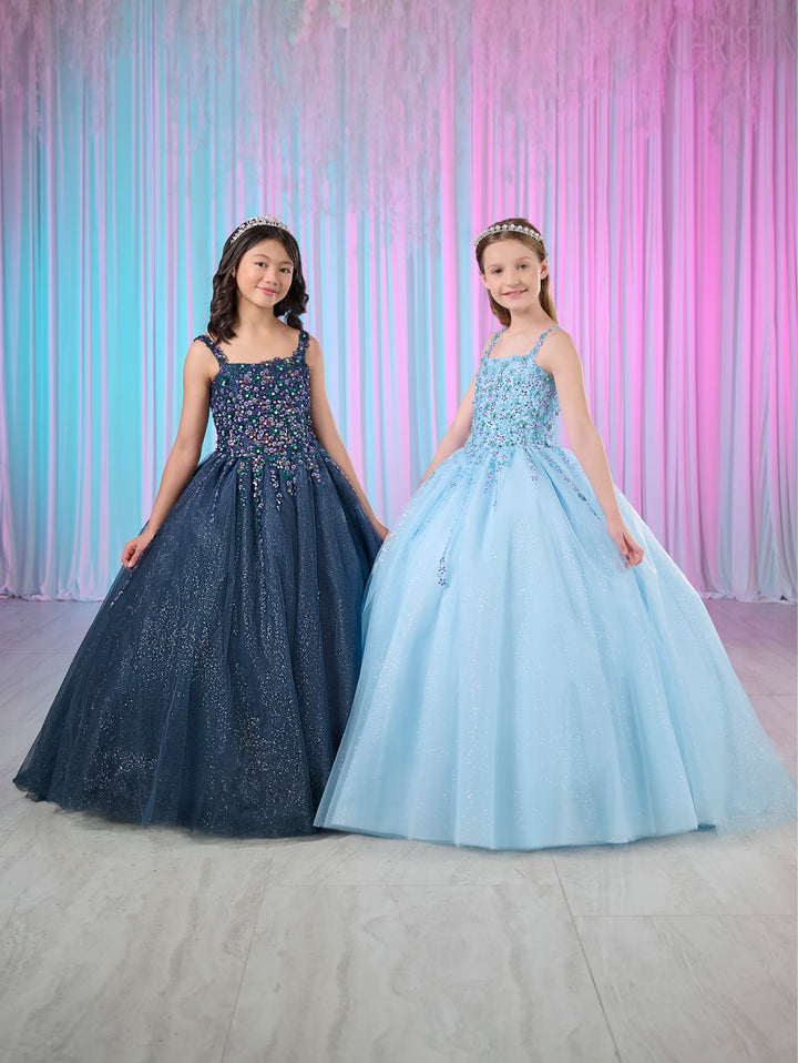 Girls Beaded Glitter Gown by Tiffany Princess 13769