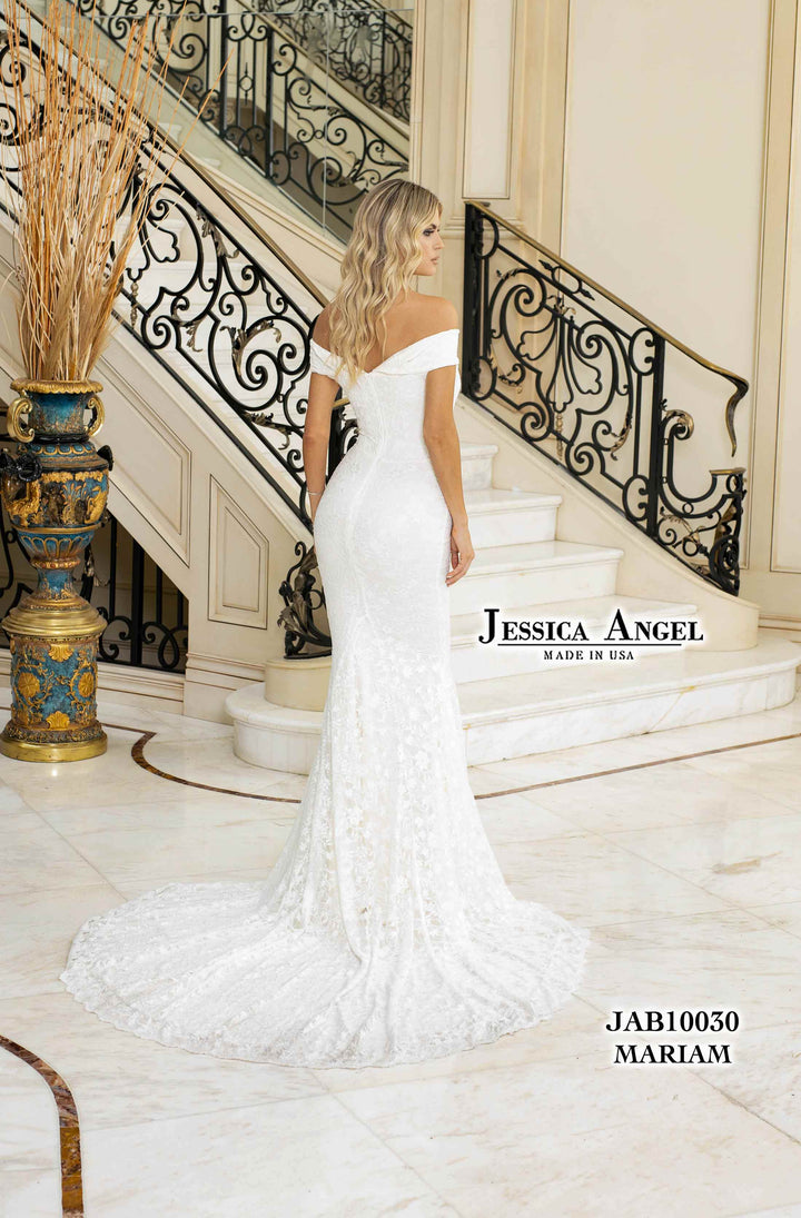 Fitted Off Shoulder Bridal Gown by Jessica Angel 10030