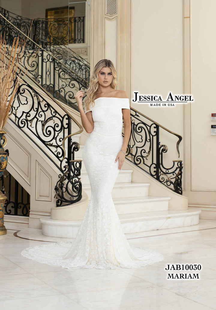 Fitted Off Shoulder Bridal Gown by Jessica Angel 10030