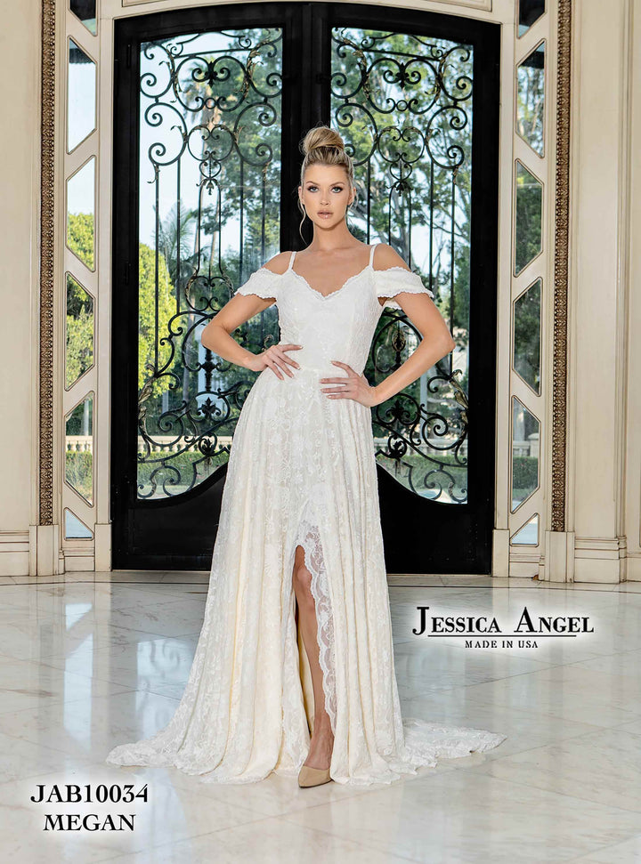 Cold Shoulder A-line Bridal Gown by Jessica Angel 10034