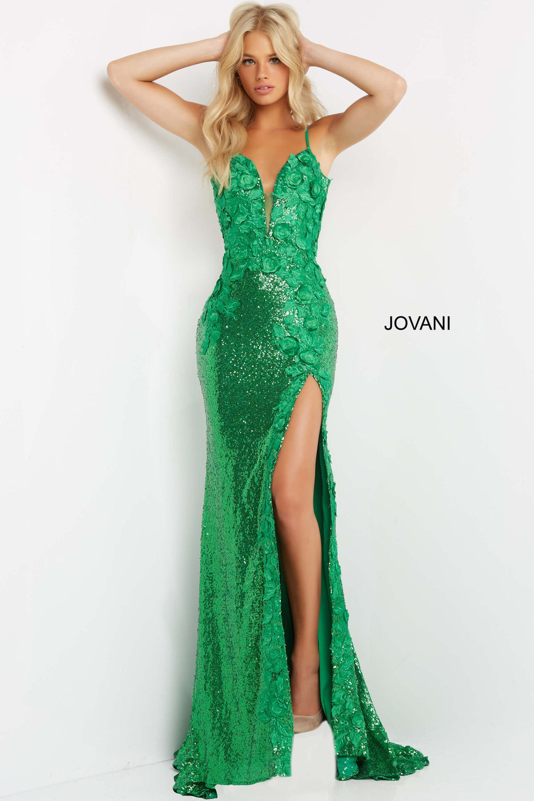 Sequin Fitted Sleeveless Slit Gown by Jovani 1012