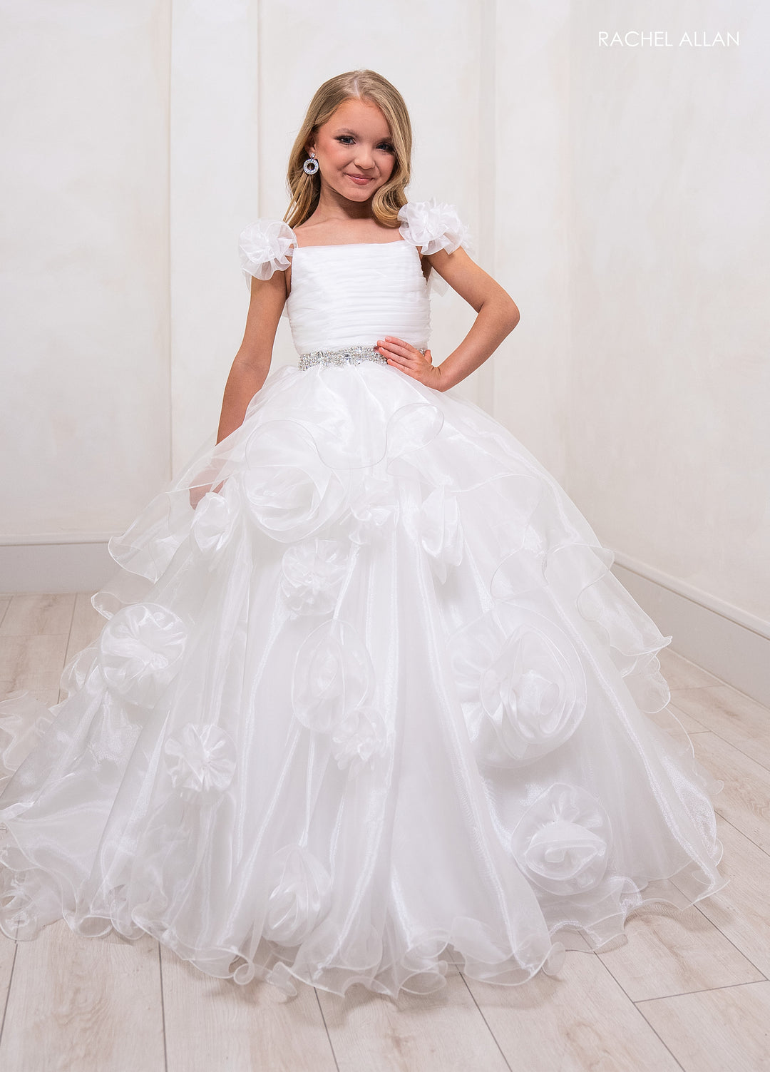 Girl's Organza Off Shoulder Gown by Rachel Allan 10240