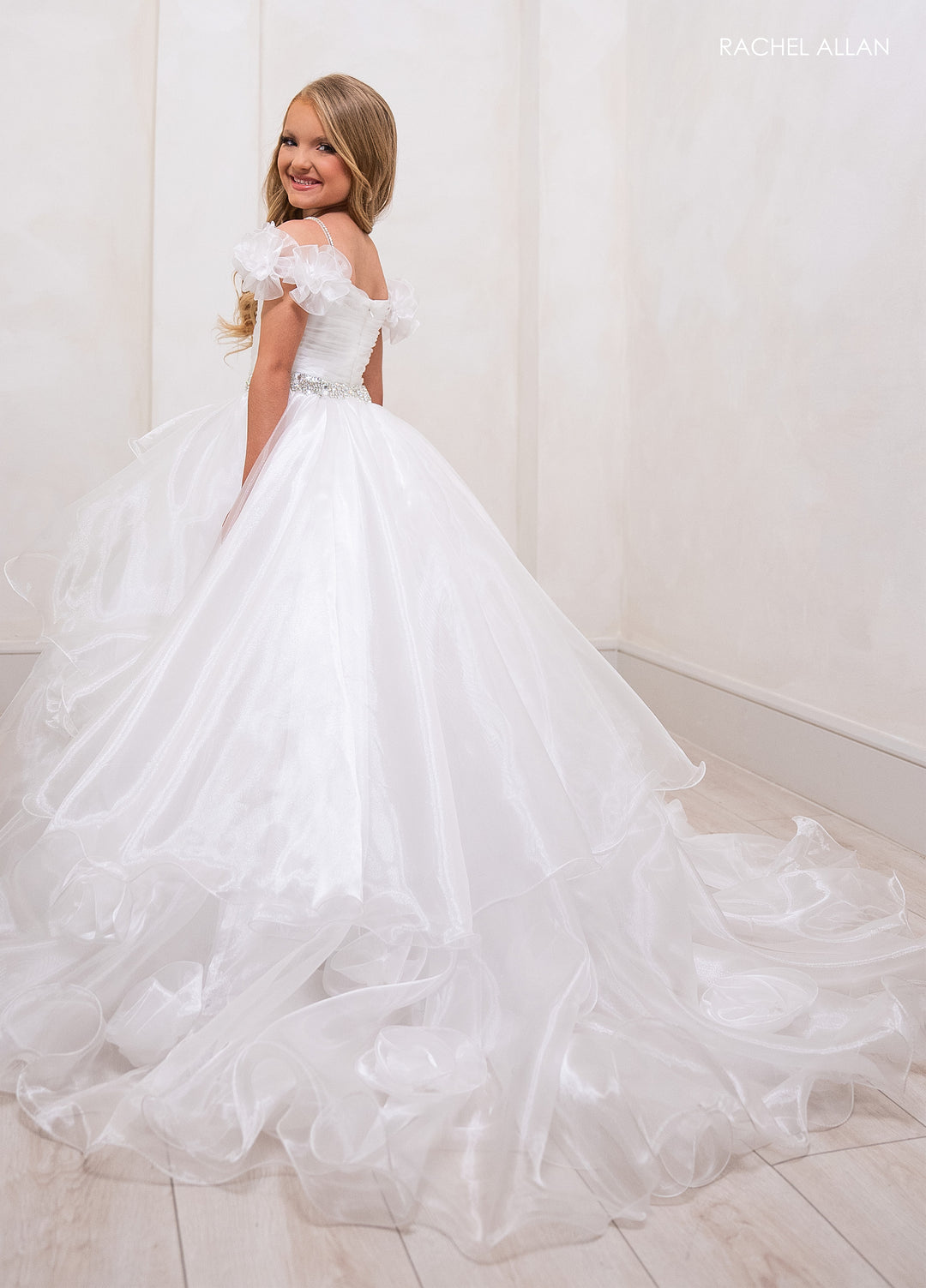 Girl's Organza Off Shoulder Gown by Rachel Allan 10240