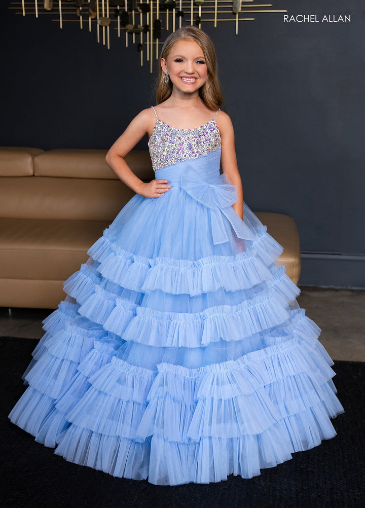 Girl's Sleeveless Tiered Gown by Rachel Allan 10245