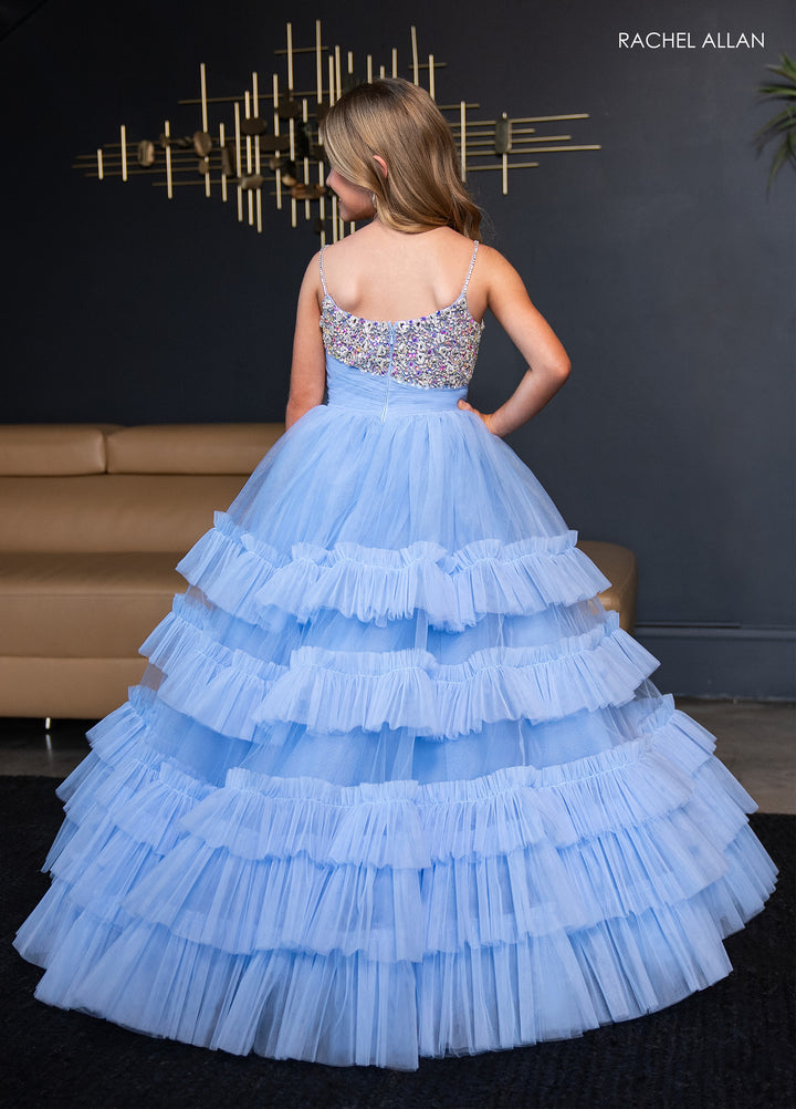 Girl's Sleeveless Tiered Gown by Rachel Allan 10245