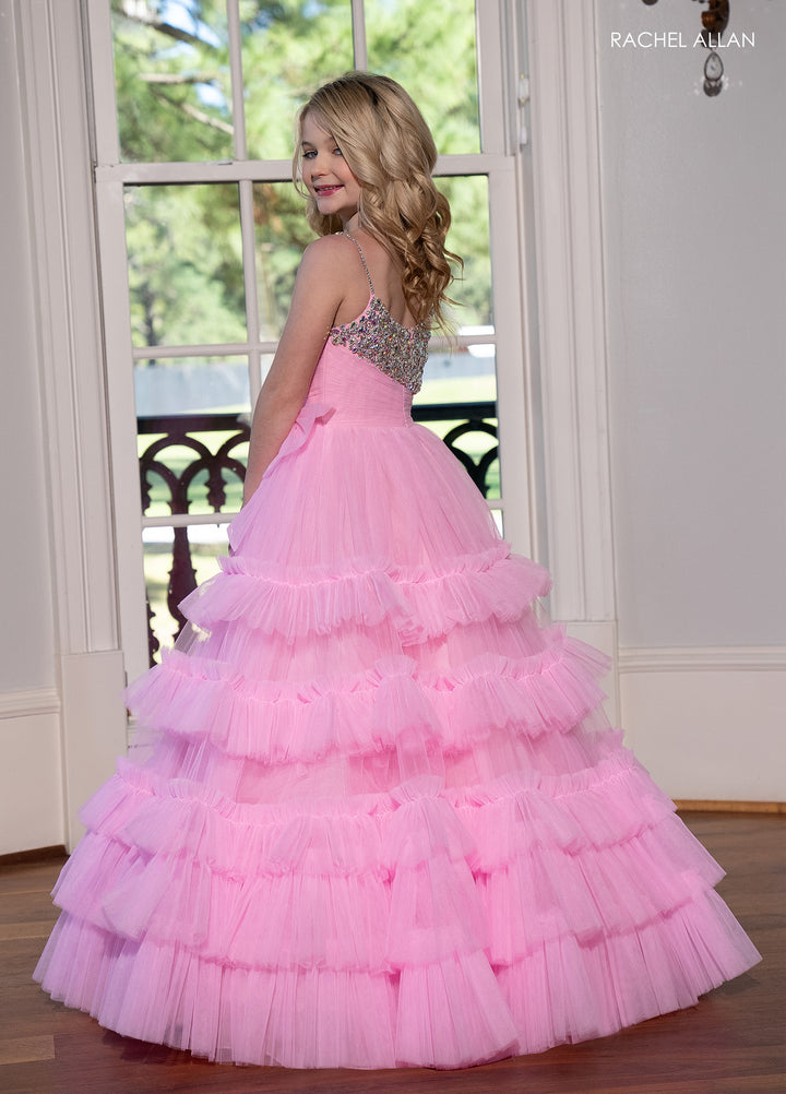 Girl's Sleeveless Tiered Gown by Rachel Allan 10245