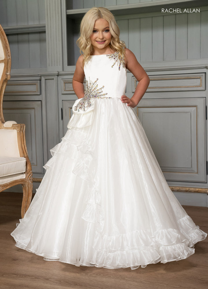 Girl's Sleeveless Ruffled Gown by Rachel Allan 10266