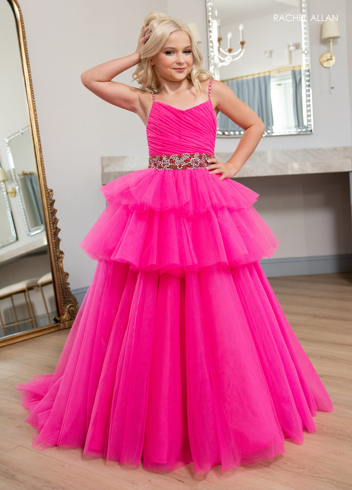 Girl's Sleeveless Layered Gown by Rachel Allan 10272