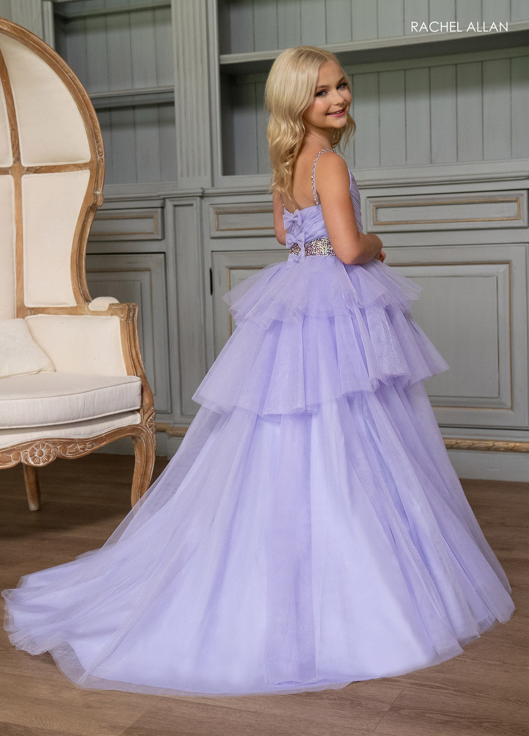 Girl's Sleeveless Layered Gown by Rachel Allan 10272