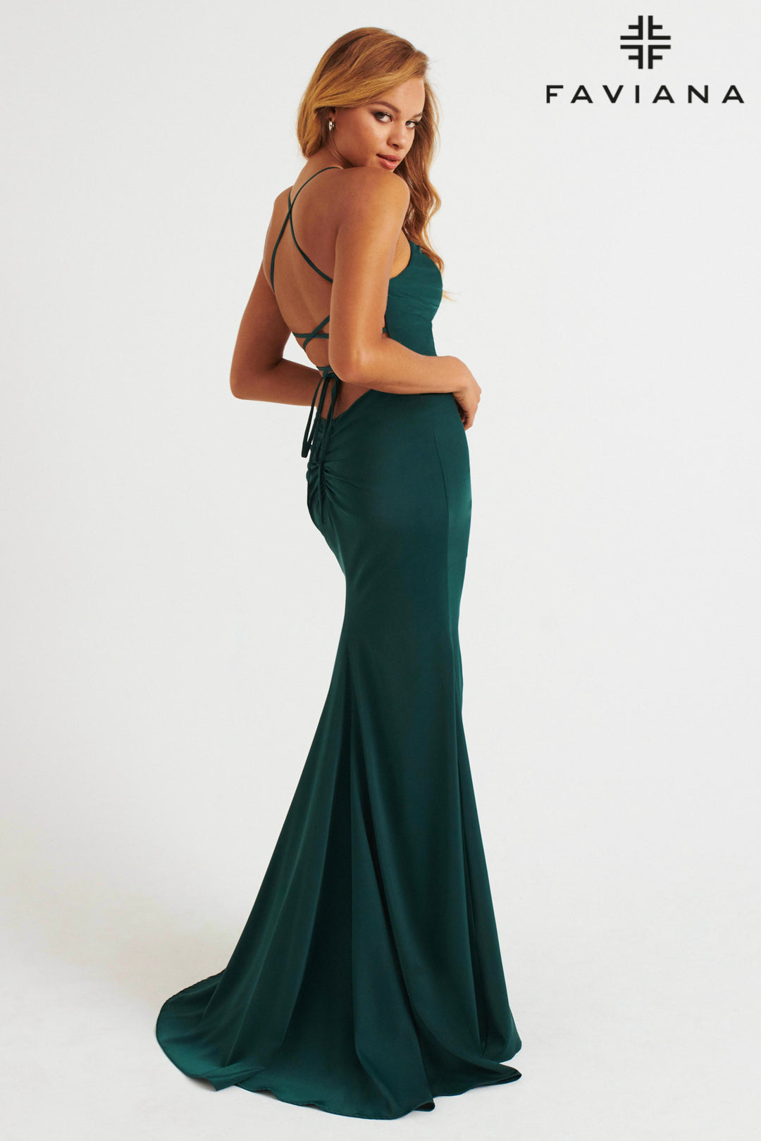 Matte Satin Sleeveless Slit Gown by Faviana 11064