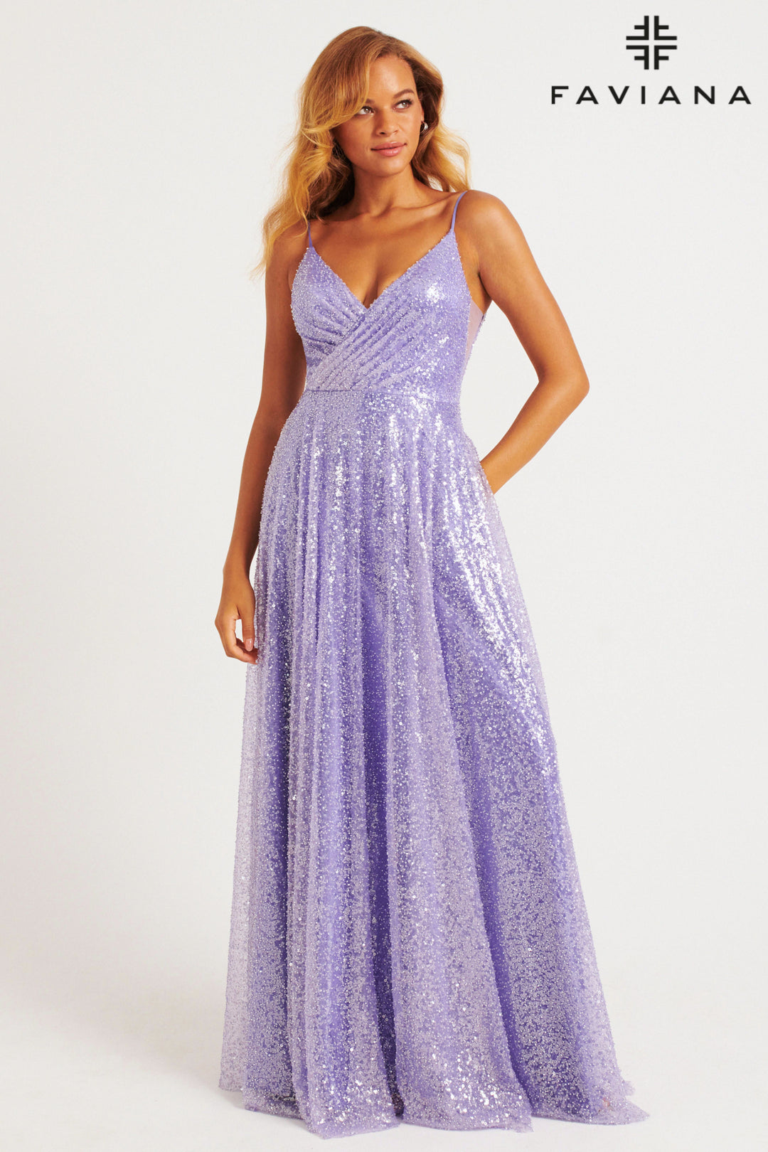 Sequin Sleeveless A-line Gown by Faviana 11203