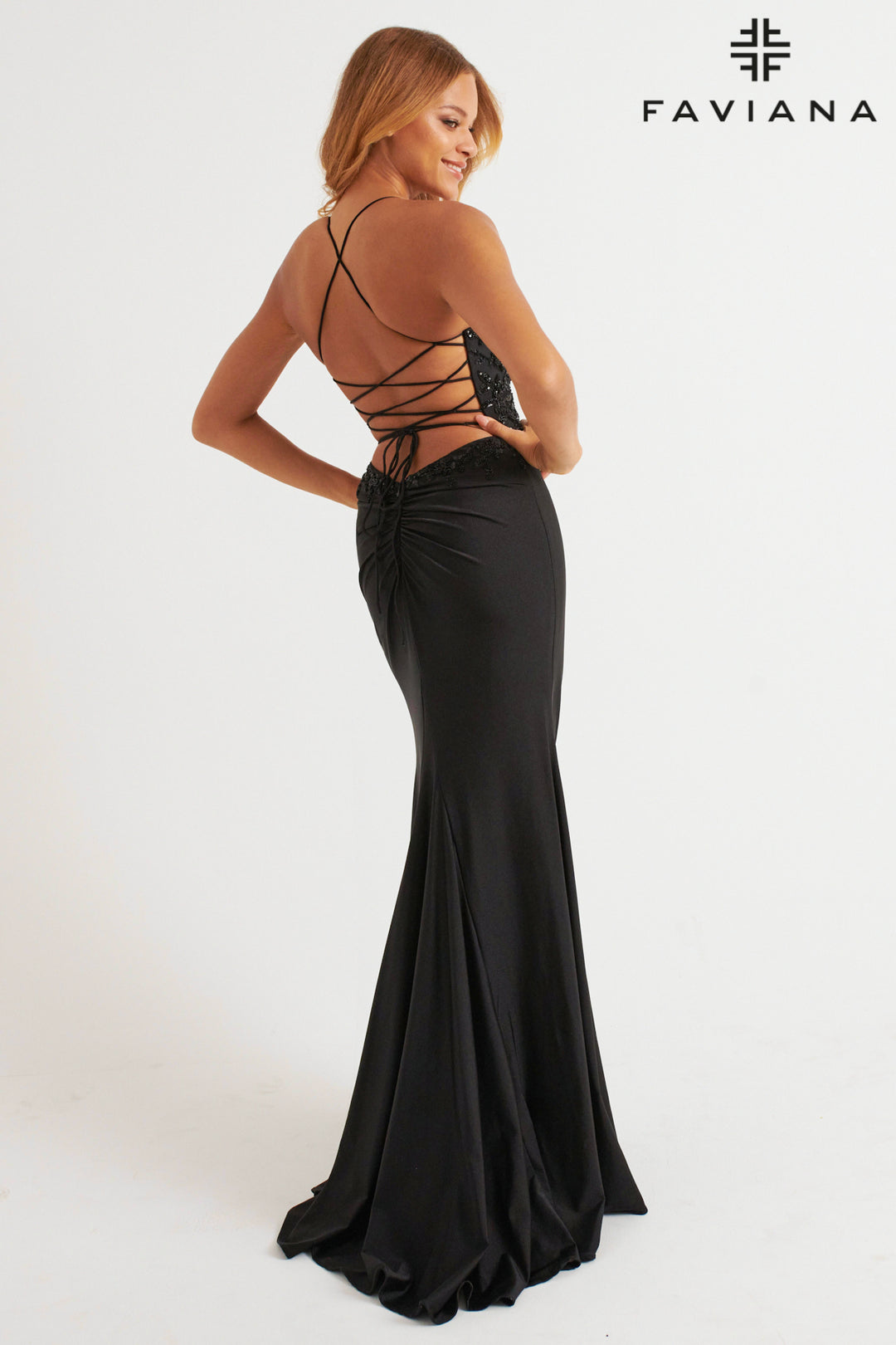 Beaded Charmeuse Sleeveless Gown by Faviana 11264