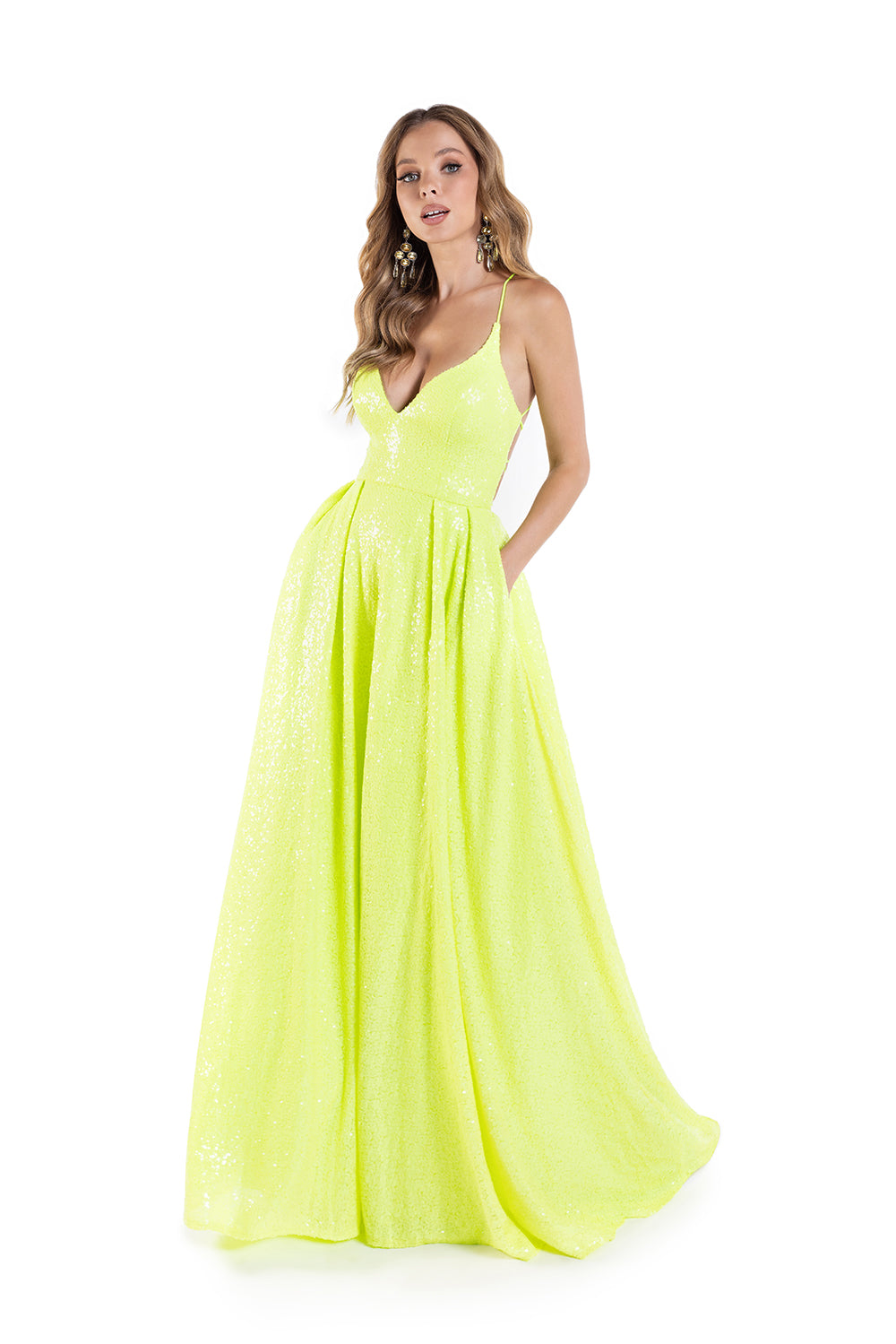 Sequin Sleeveless A-line Gown by Lucci Lu 1246