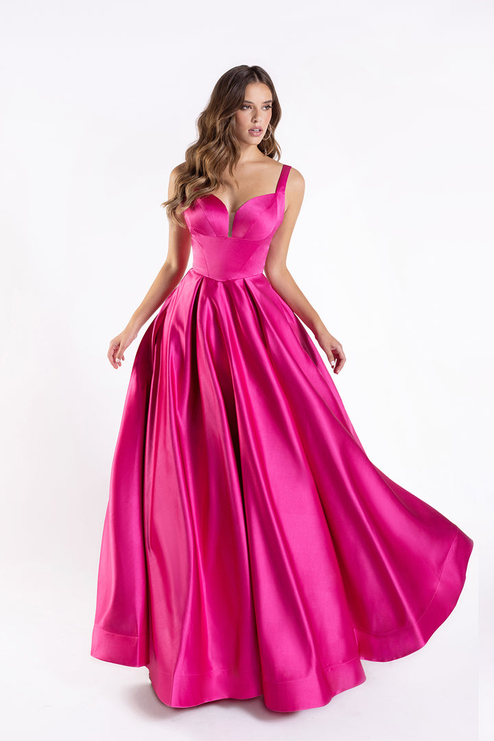 Satin Sleeveless A-line Gown by Lucci Lu 1259