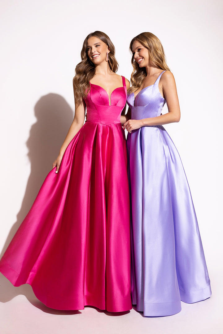 Satin Sleeveless A-line Gown by Lucci Lu 1259