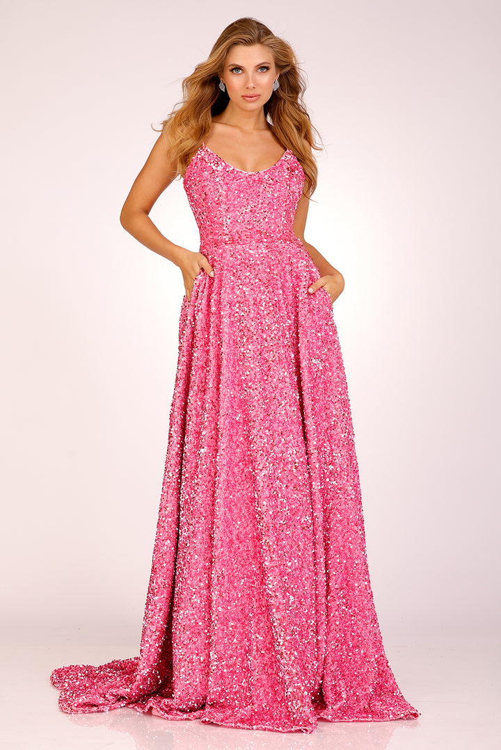 Sequin Velvet Sleeveless A-line Gown by Lucci Lu 1273