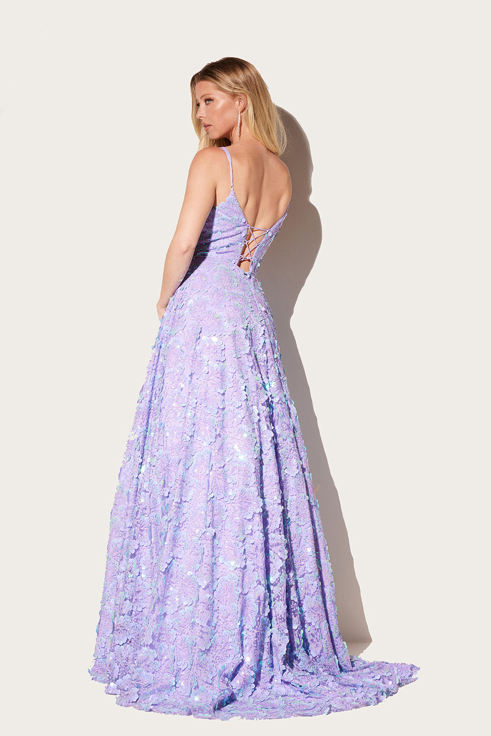 Sequin Print Sleeveless A-line Gown by Lucci Lu 1325