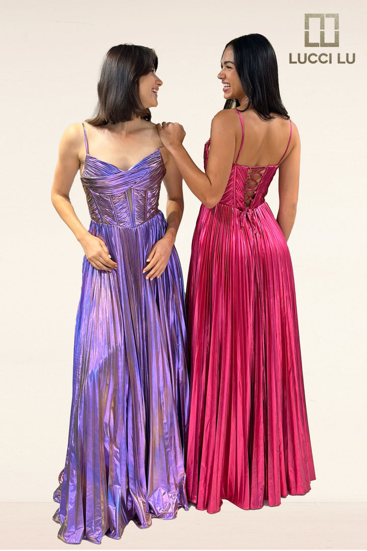 Metallic Sleeveless A-line Gown by Lucci Lu 1368