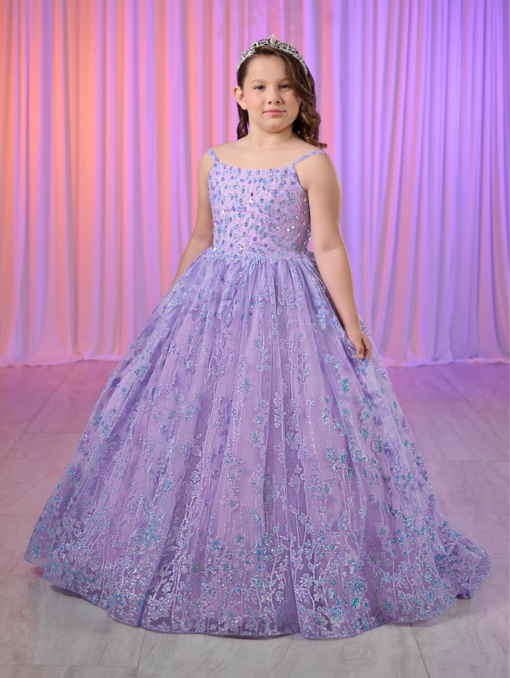 Girls Glitter Applique Gown by Tiffany Princess 13755