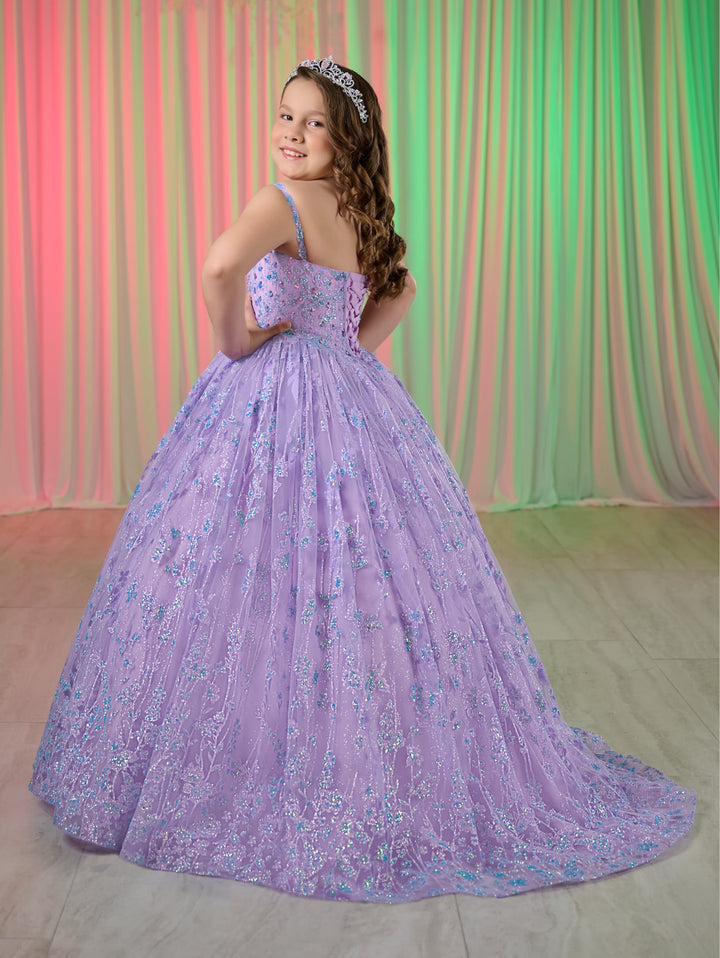 Girls Glitter Applique Gown by Tiffany Princess 13755