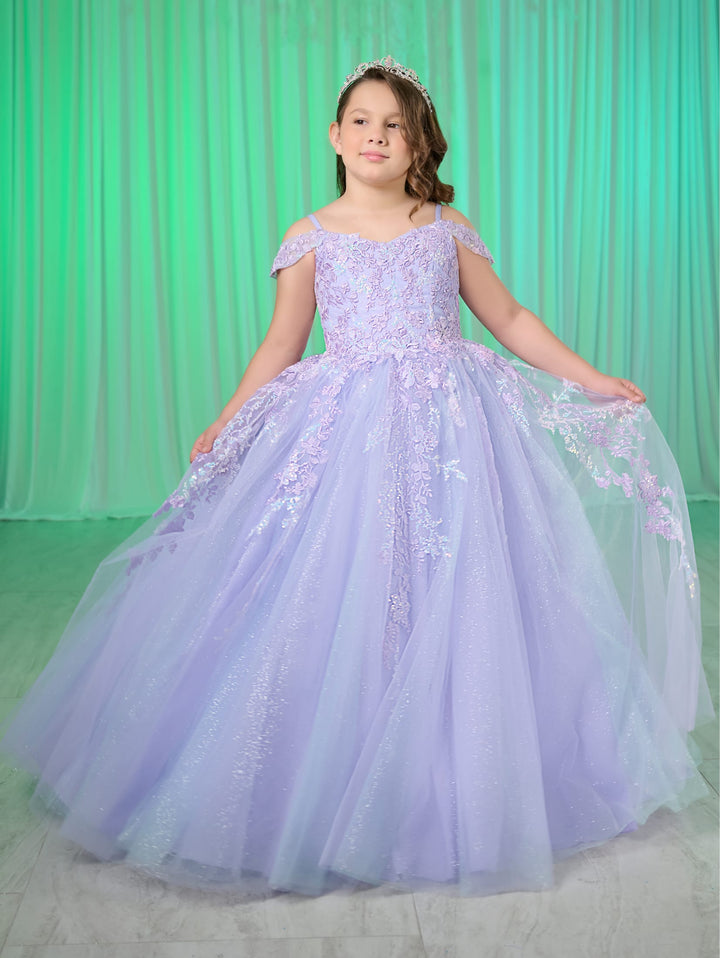 Girls Two-Tone Lace Gown by Tiffany Princess 13760