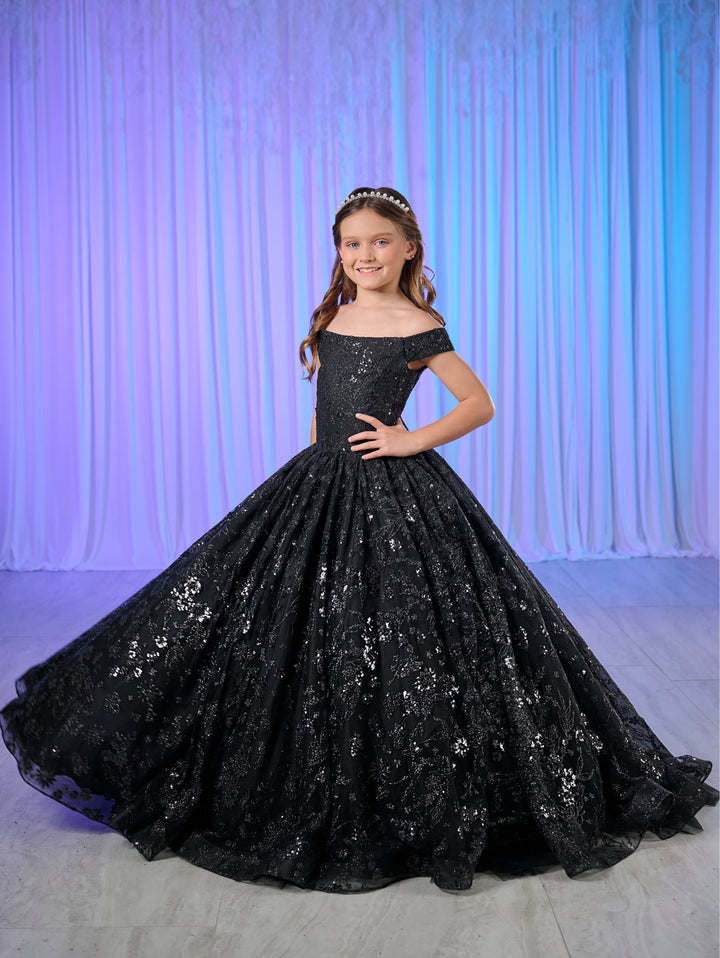 Girls Glitter Print Gown by Tiffany Princess 13762