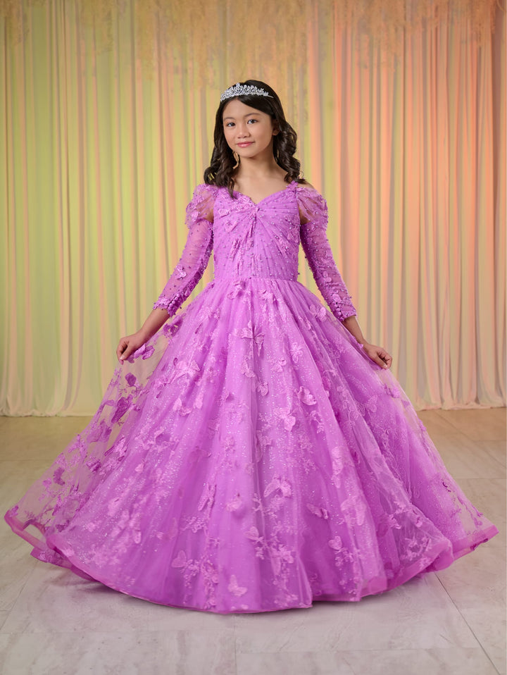 Girls Long Sleeve Gown by Tiffany Princess 13765