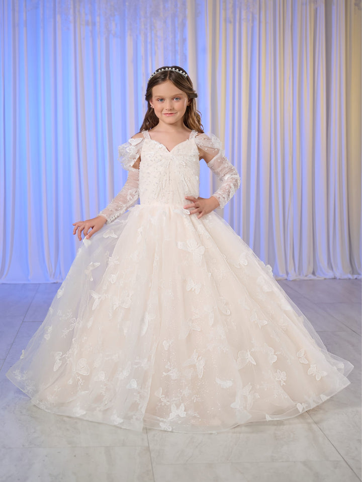 Girls Long Sleeve Gown by Tiffany Princess 13765