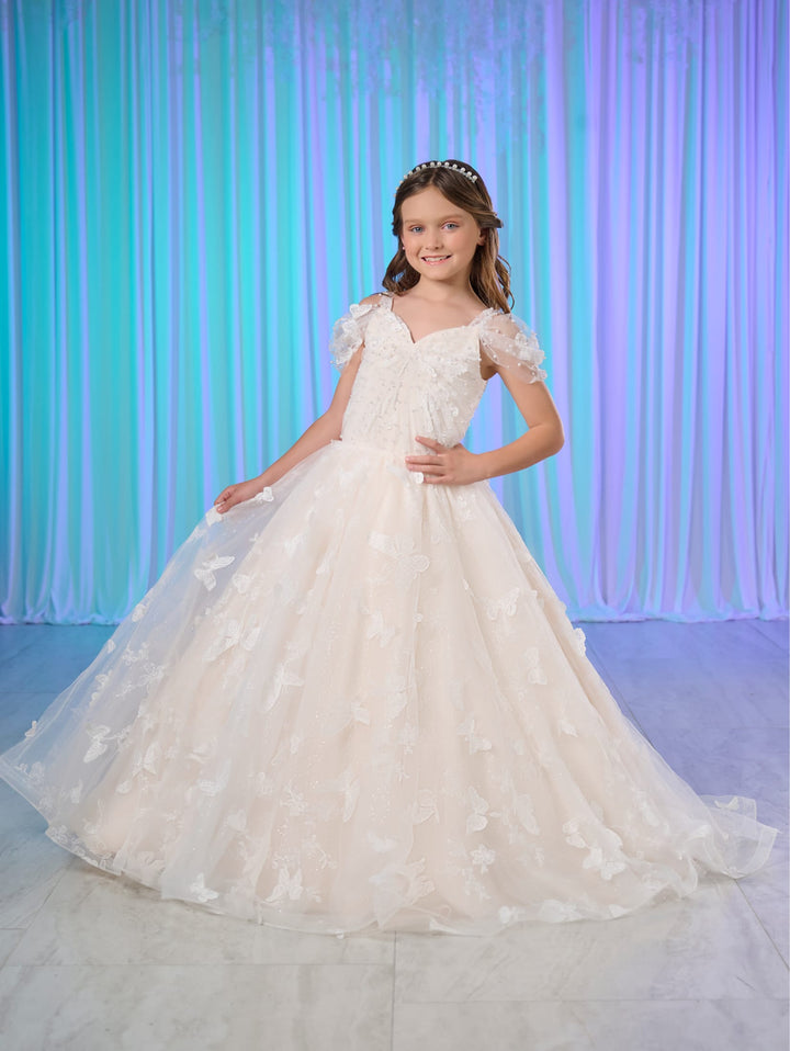 Girls Long Sleeve Gown by Tiffany Princess 13765