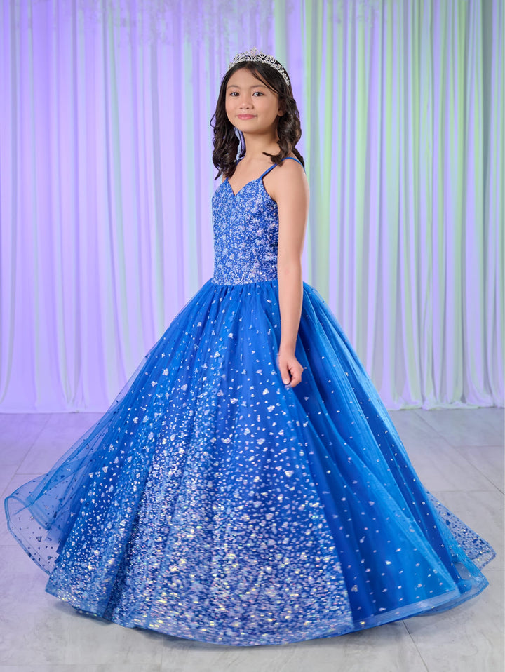 Girls Glitter V-Neck Gown by Tiffany Princess 13767