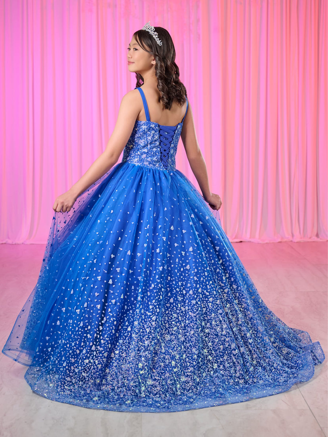 Girls Glitter V-Neck Gown by Tiffany Princess 13767