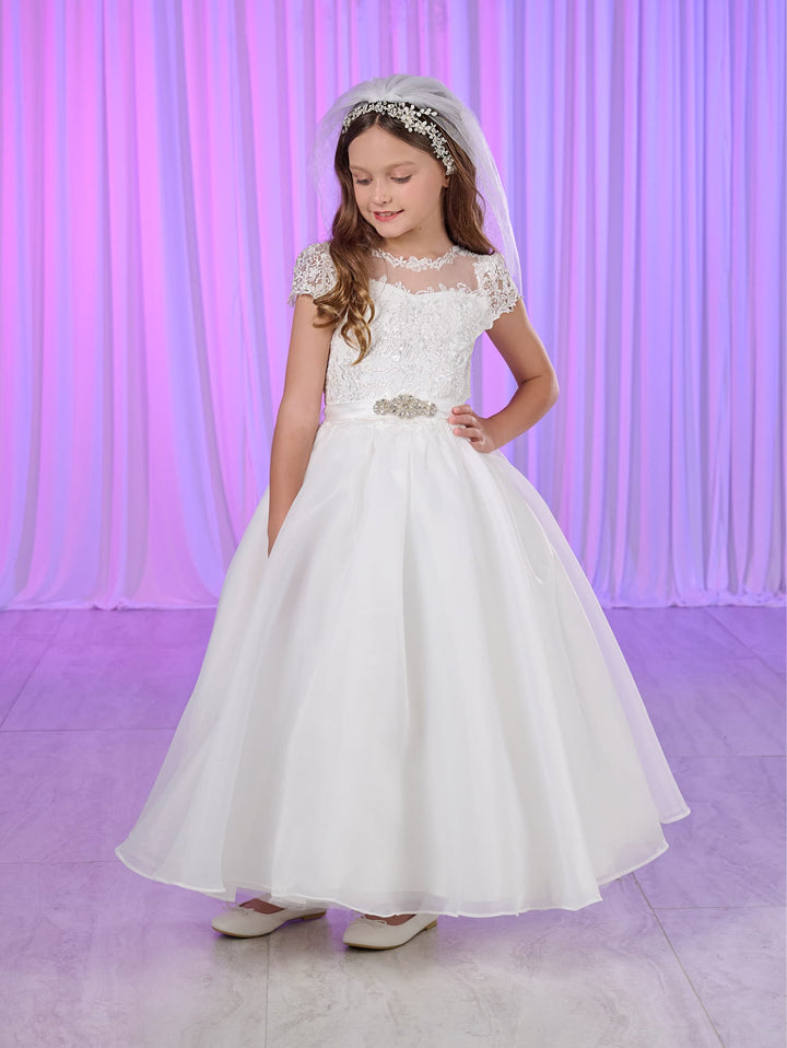 Girls White Tea Length Dress by Tiffany Princess 13780