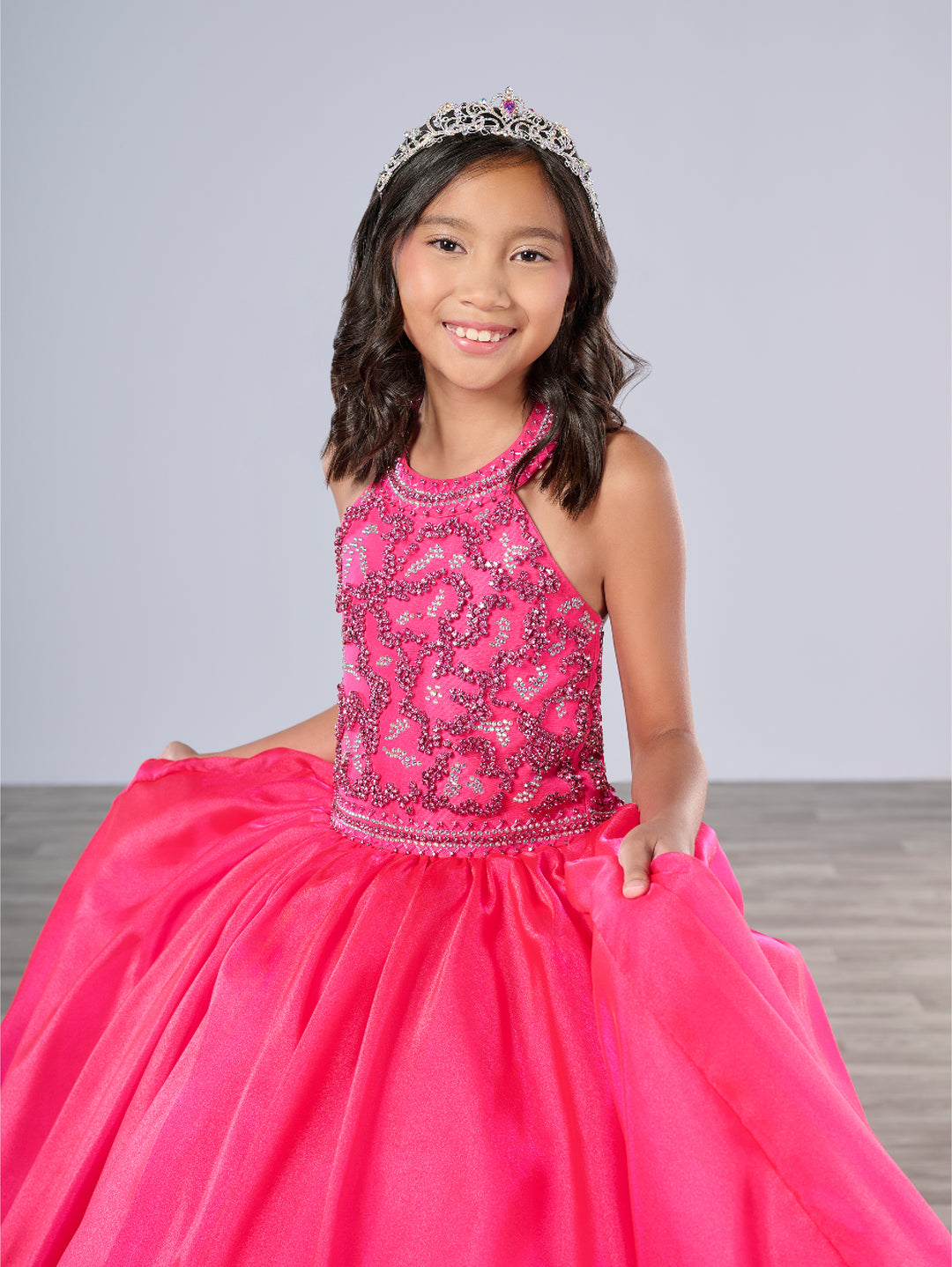 Girls Organza Halter Gown by Tiffany Princess 13786