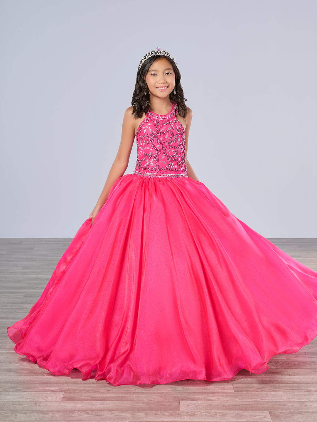 Girls Organza Halter Gown by Tiffany Princess 13786