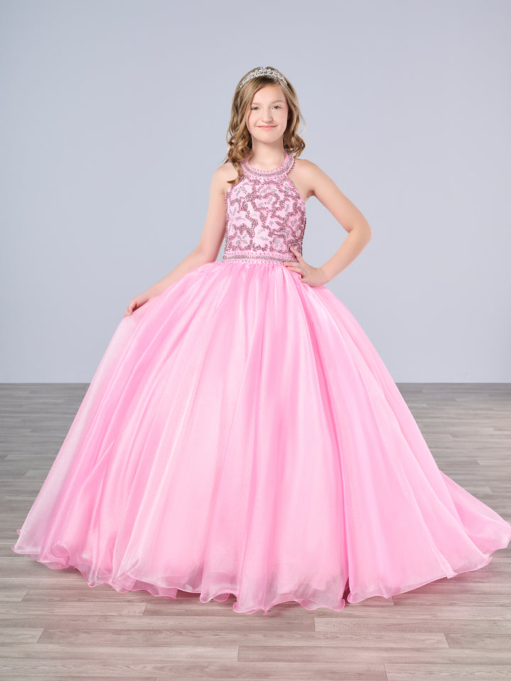 Girls Organza Halter Gown by Tiffany Princess 13786