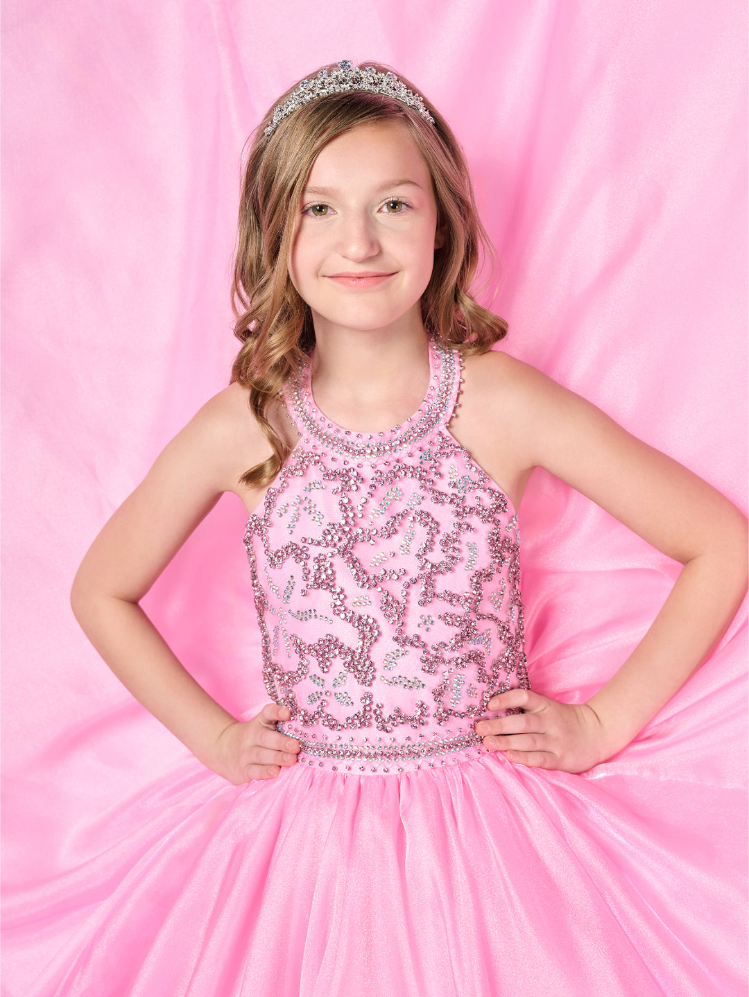 Girls Organza Halter Gown by Tiffany Princess 13786