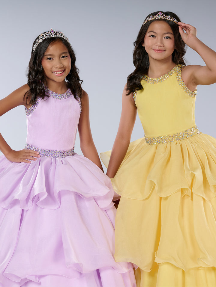 Girls Tiered Halter Gown by Tiffany Princess 13787