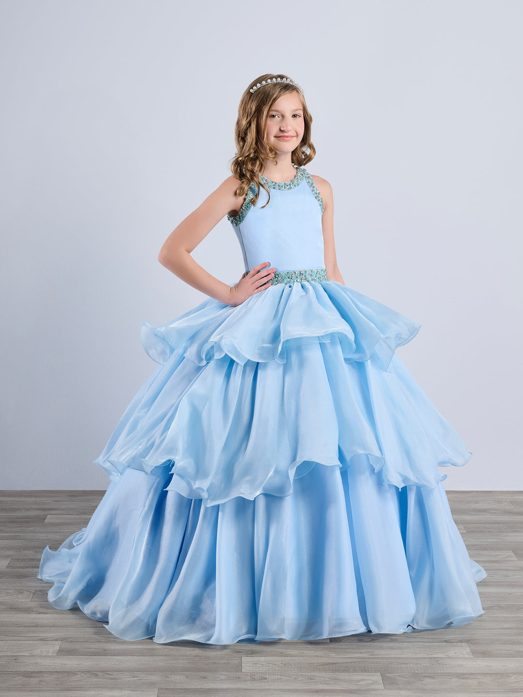 Girls Tiered Halter Gown by Tiffany Princess 13787