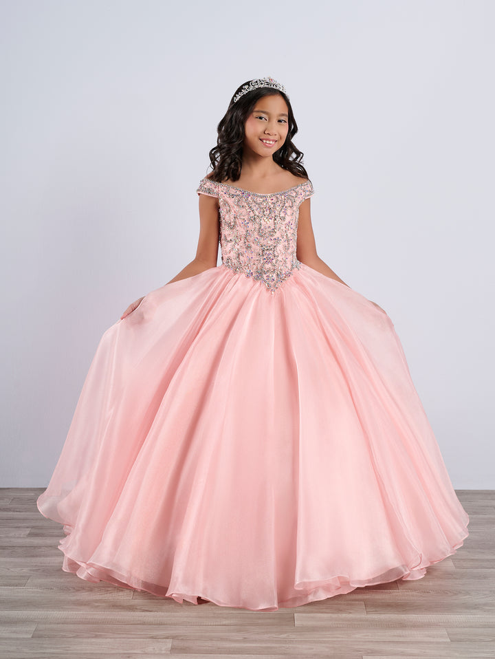 Girls Organza Off Shoulder Gown by Tiffany Princess 13788