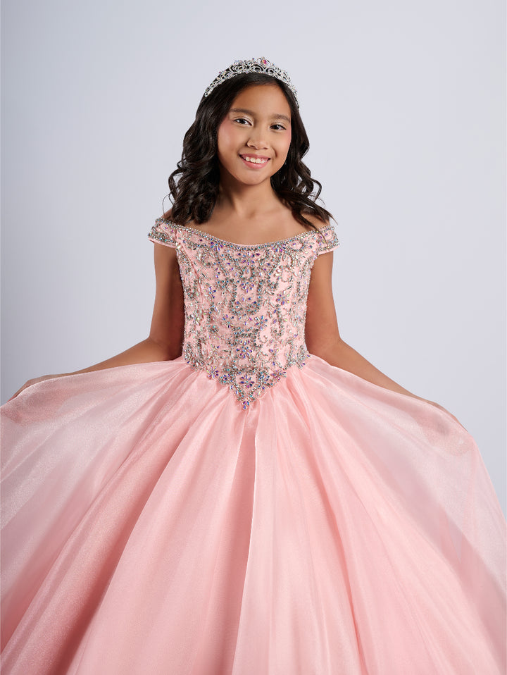 Girls Organza Off Shoulder Gown by Tiffany Princess 13788