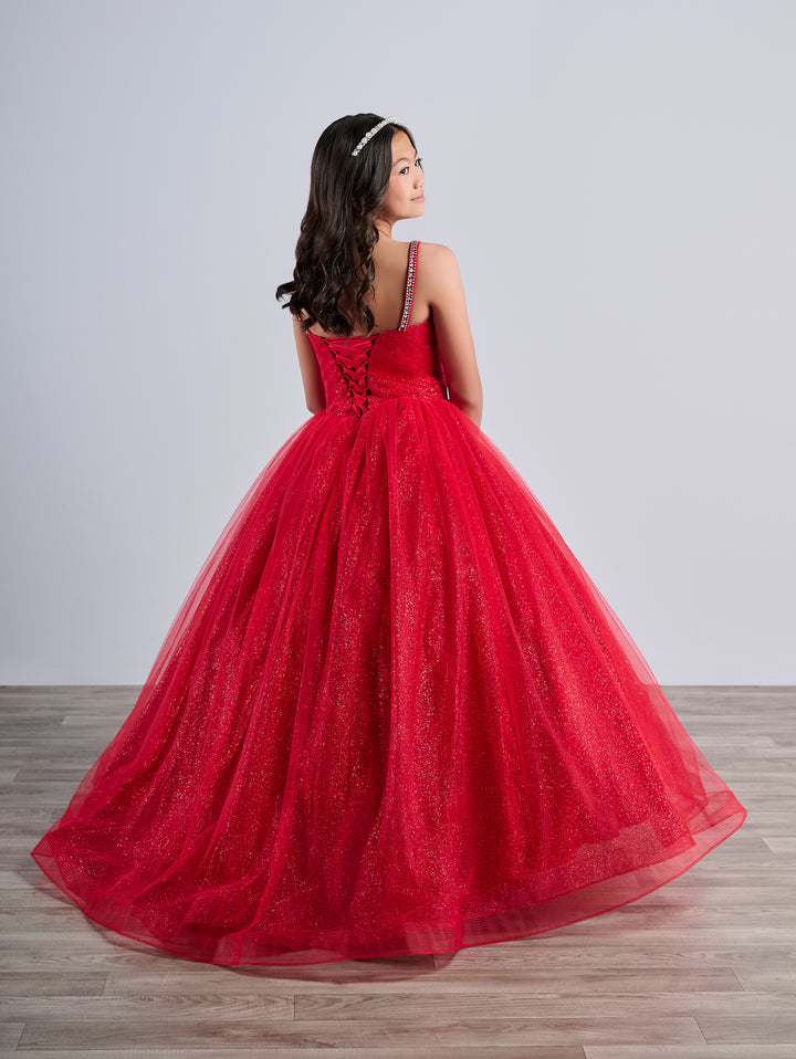 Girls Tulle V-Neck Gown by Tiffany Princess 13789