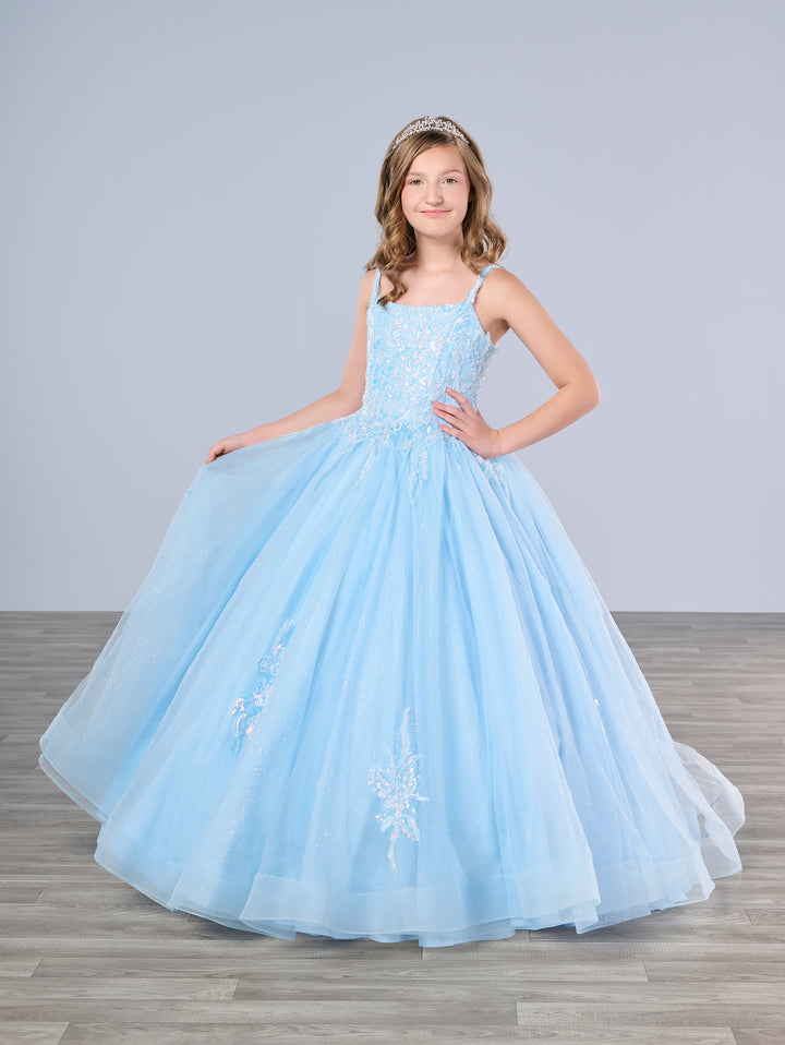 Girls Applique Tulle Gown by Tiffany Princess 13792