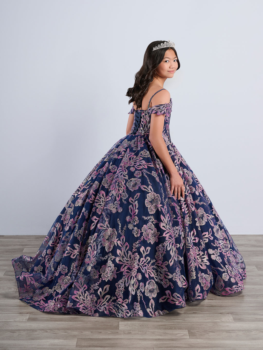 Girls Glitter Print Gown by Tiffany Princess 13794