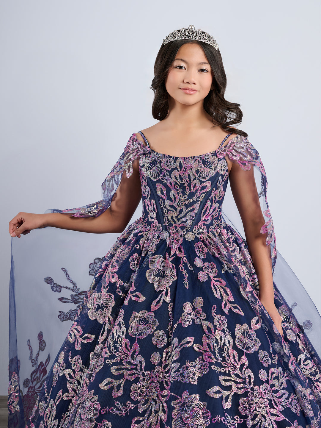 Girls Glitter Print Gown by Tiffany Princess 13794