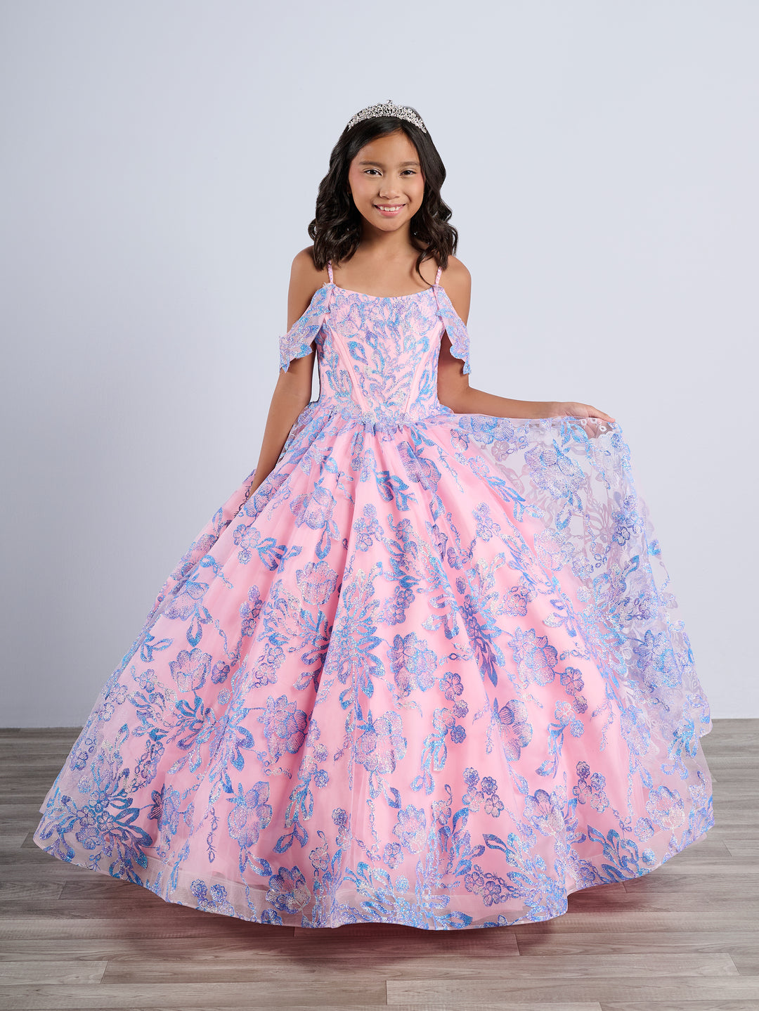 Girls Glitter Print Gown by Tiffany Princess 13794